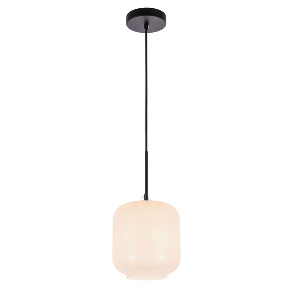 Collier Black Seven-Inch One-Light Mini Pendant with Frosted White Glass, image 6