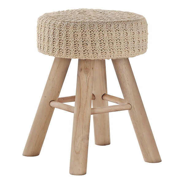 Natural and Beige Knit Ottoman, image 1