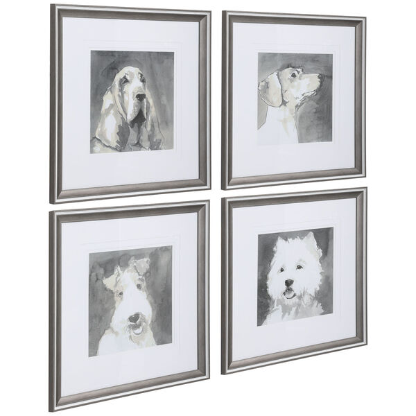Modern Dogs Taupe and White Framed Prints, Set of 4, image 4
