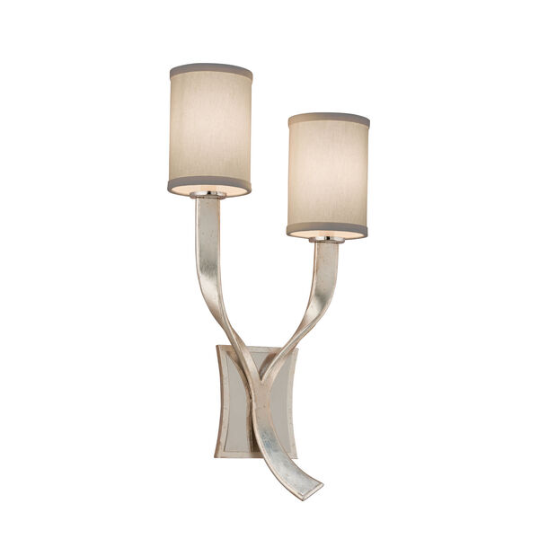 Roxy Modern Silver Leaf with Polished Stainless Accents Right Two-Light Wall Sconce, image 1