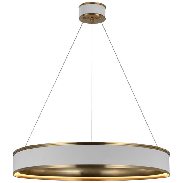Connery 30-Inch Ring Chandelier in Matte White and Antique-Burnished Brass by Chapman  and  Myers, image 1