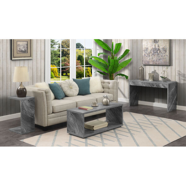 Northfield Admiral Gray Faux Marble Coffee Table with Shelf, image 5