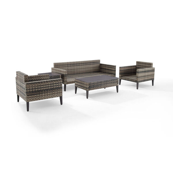 Prescott Outdoor Five-Piece Wicker Sofa Set with Coffee Table, Side Table and Two Armchair, image 4