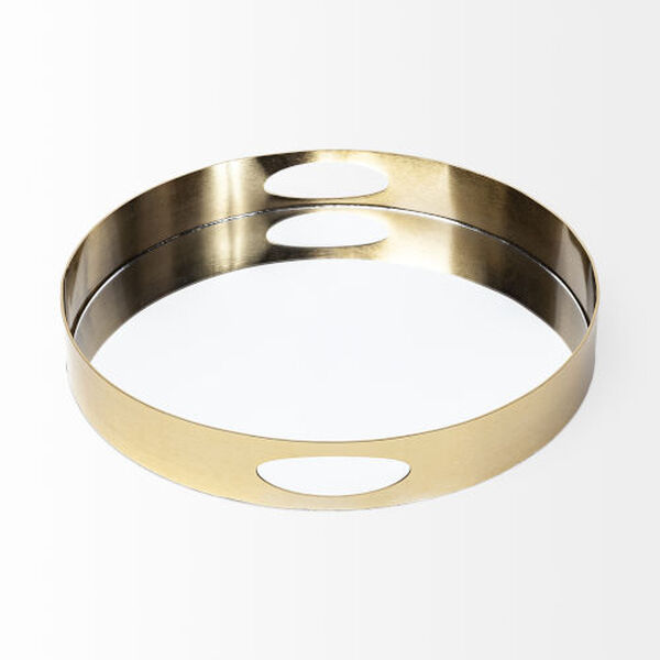 Serkis Gold Metal Mirrored Base Round Tray, image 2