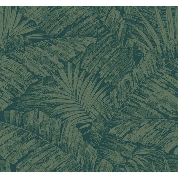 Palm Cove Toile Emerald Forest Wallpaper, image 2