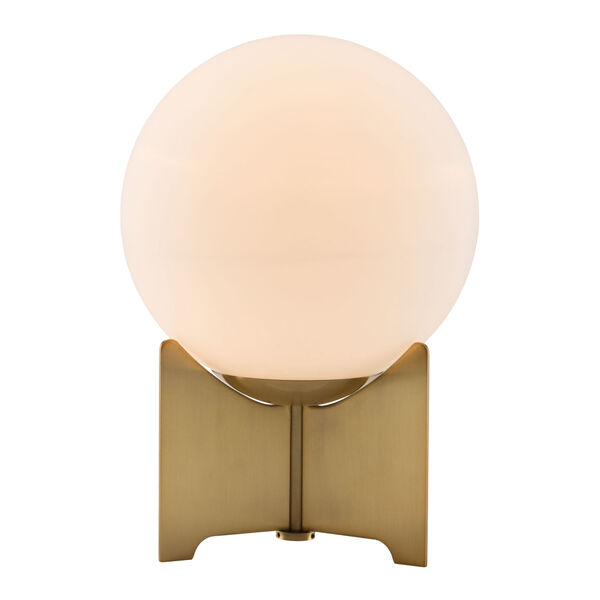 Pearl White and Brushed Brass One-Light Table Lamp, image 4