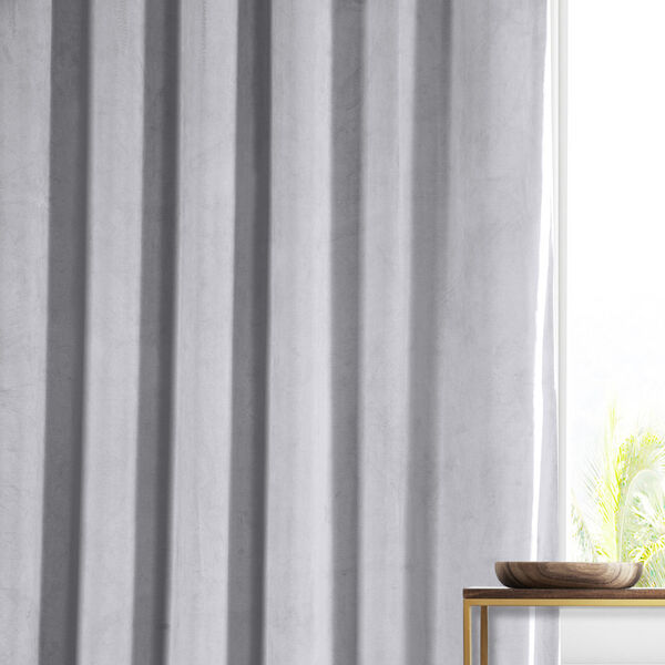 Signature Concrete Grey Plush Velvet Hotel Blackout Single Panel Curtain, image 6