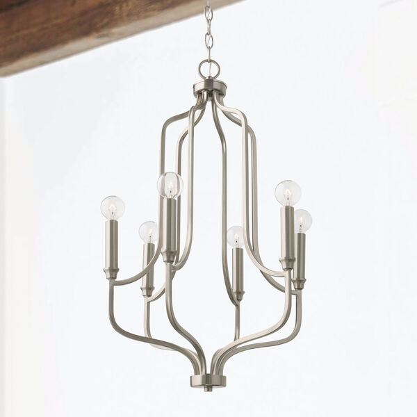 HomePlace Reeves Brushed Nickel Six-Light Chandelier, image 2