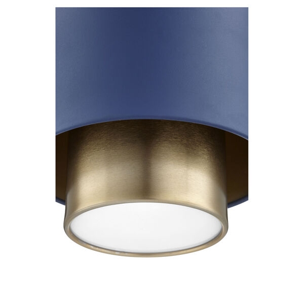 Aged Brass Blue Eight-Inch One-Light Mini Pendant, image 2