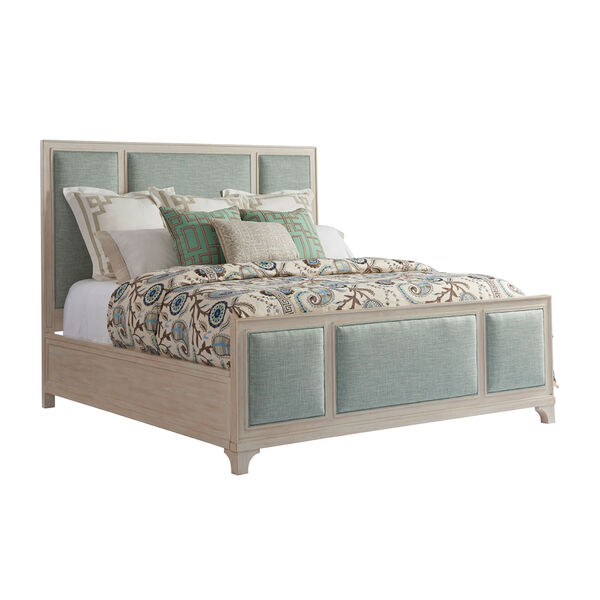 Newport Green Crystal Cove Upholstered California King Panel Bed, image 1