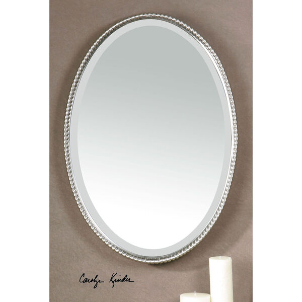 Sherise Brushed Nickel Oval Mirror, image 1