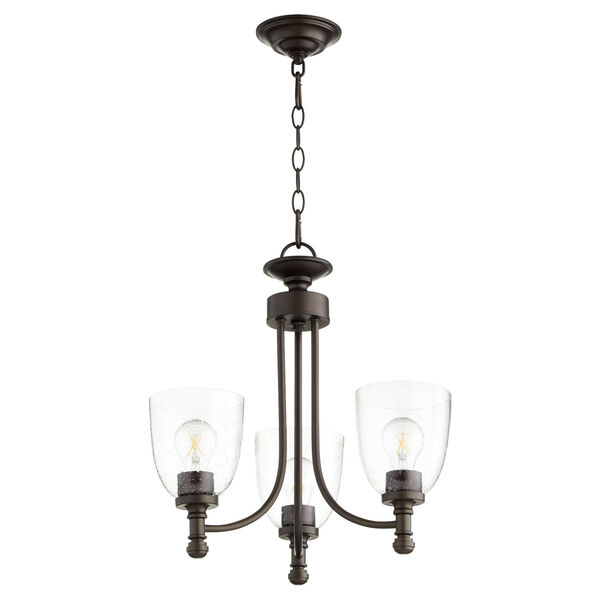 Rossington Oiled Bronze with Clear 18-Inch Three-Light Chandelier, image 1