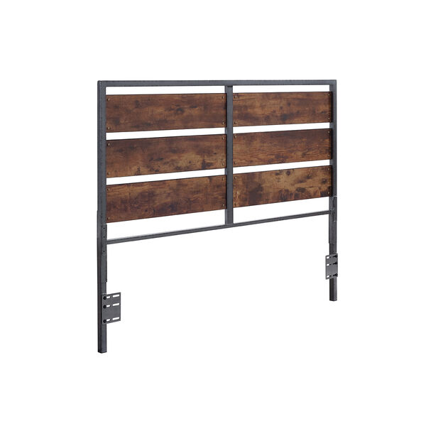 Queen Size Metal and Wood Plank Panel Headboard - Brown, image 3