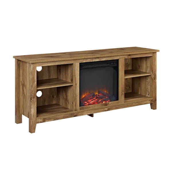 58-inch Barnwood TV Stand with Fireplace Insert, image 4