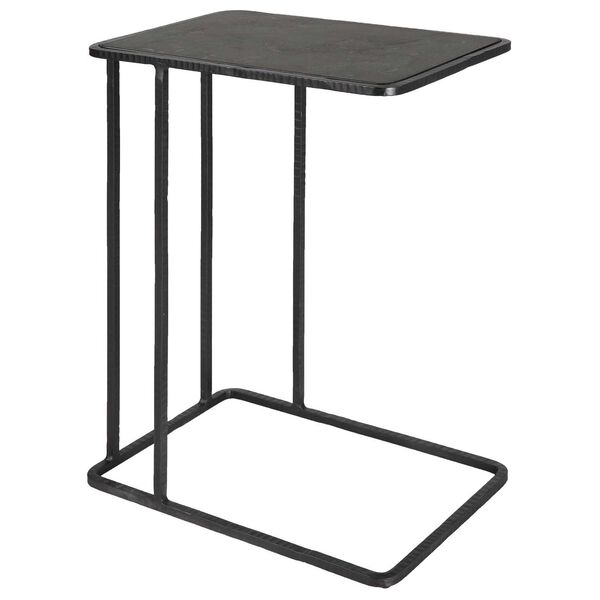 Cavern Black Stone and Iron Accent Table, image 1