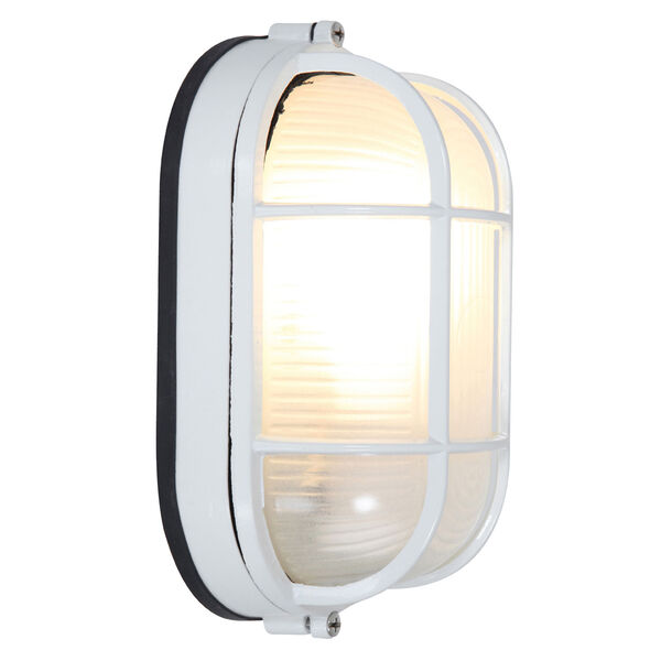 Nauticus White One-Light Outdoor Wall Mount with Frosted Glass and Metal Cage, image 2