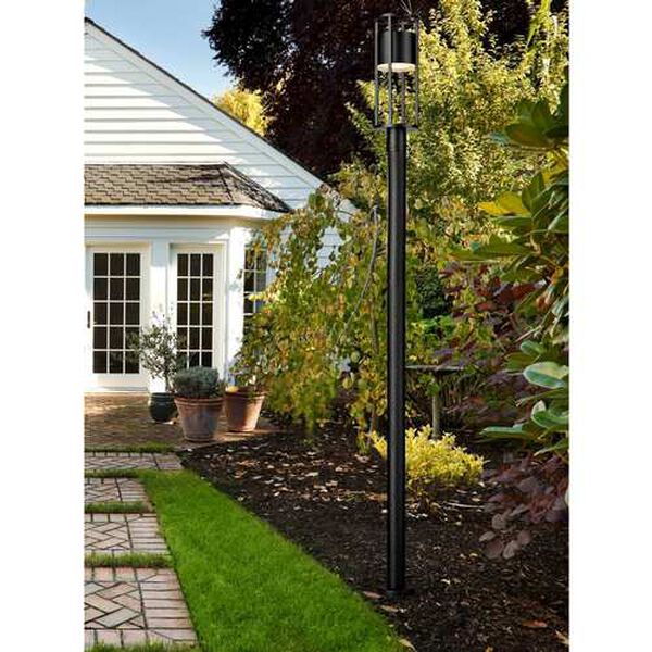Luca Black LED Outdoor Post Mounted Fixture with Etched Glass Shade, image 6