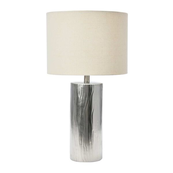 Silver One-Light Faux Bois Stoneware Table Lamp, image 1