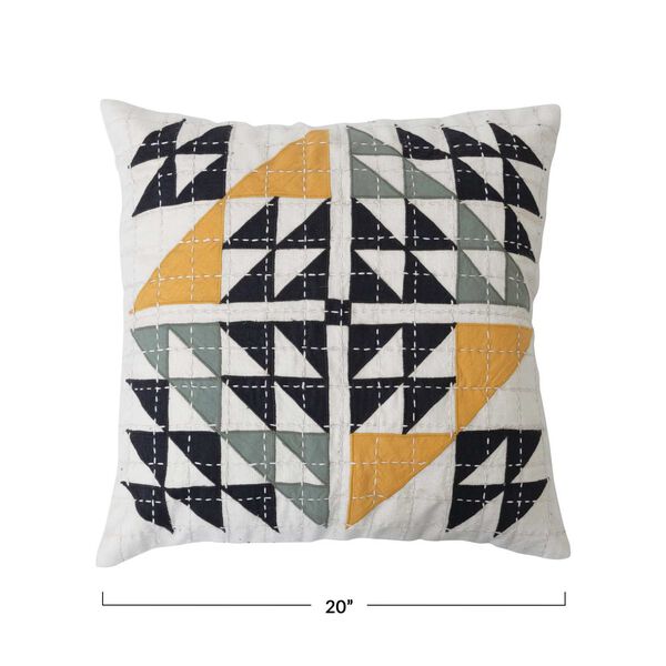 Multicolor Cotton Patchwork 20 x 20-Inch Pillow, image 5