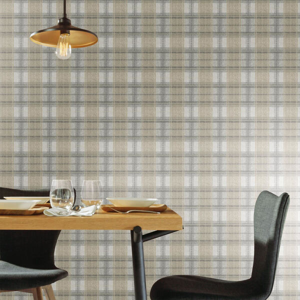 Tweed Plaid Beige Peel And Stick Wallpaper – SAMPLE SWATCH ONLY, image 6
