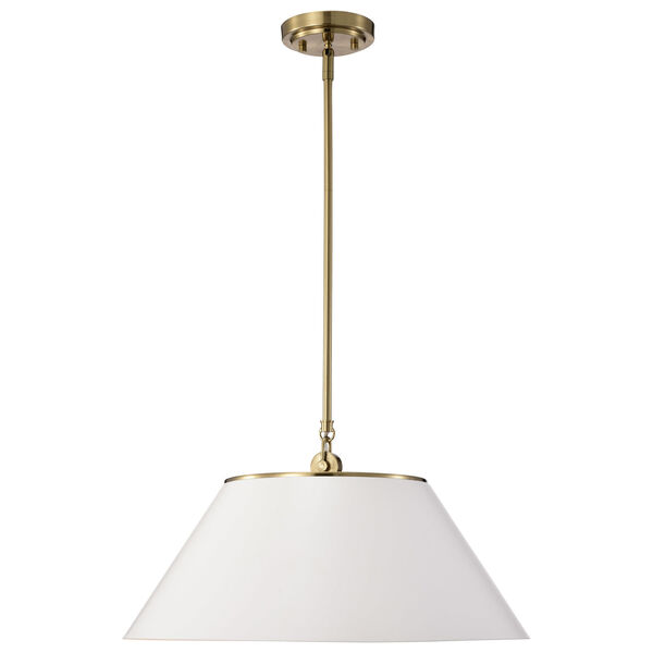 Dover White and Vintage Brass Three-Light Pendant, image 2