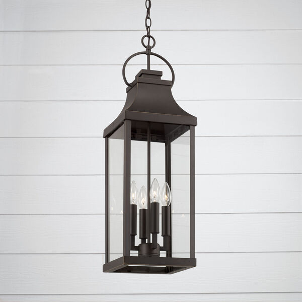 Bradford Oiled Bronze Outdoor Four-Light Hangg Lantern with Clear Glass, image 4