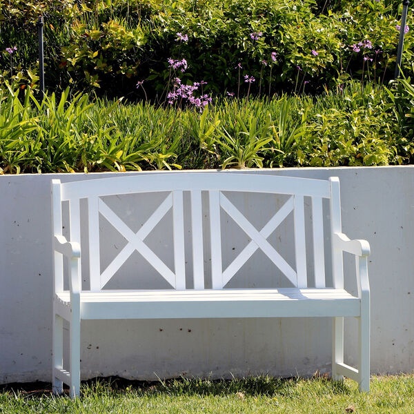 Bradley Outdoor Wood White Bench, image 3