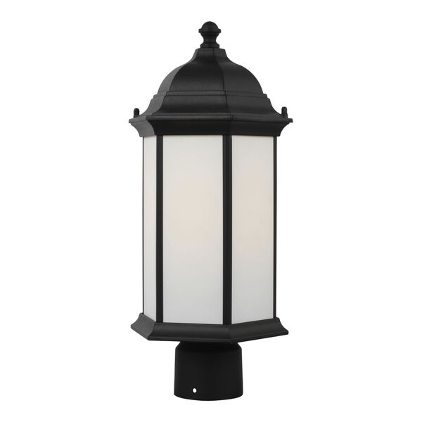 Sevier Black One-Light Outdoor Post Mount with Satin Etched Shade, image 2
