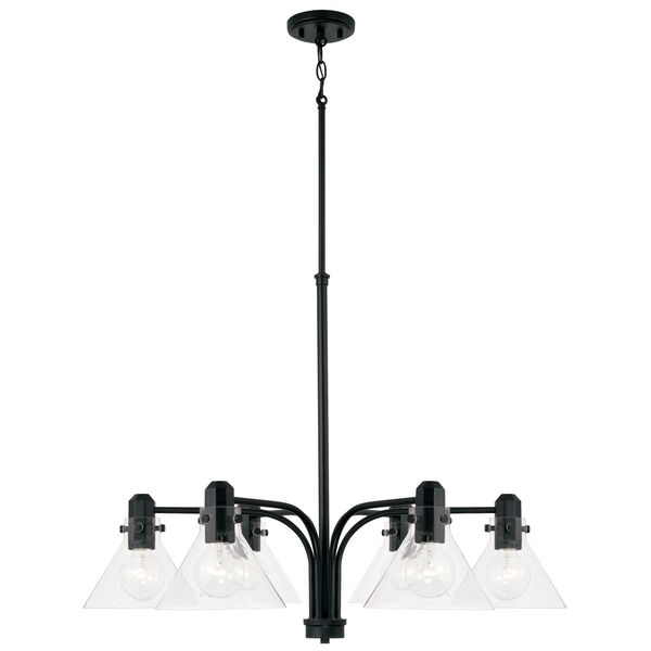 Greer Matte Black Six-Light Chandelier with Clear Glass, image 1