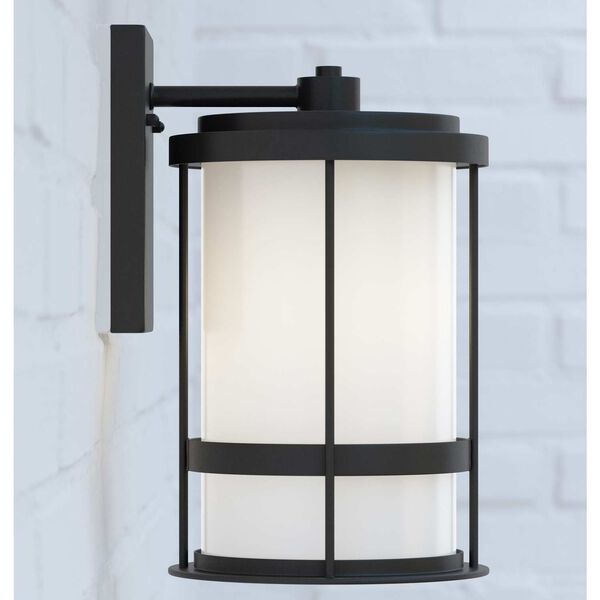 Wilburn Black Eight-Inch One-Light Outdoor Wall Sconce with Satin Etched Shade, image 6