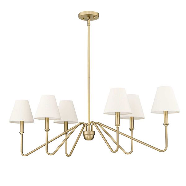 Kennedy Brushed Champagne Bronze Six-Light Pendant with Ivory Linen shade, image 2