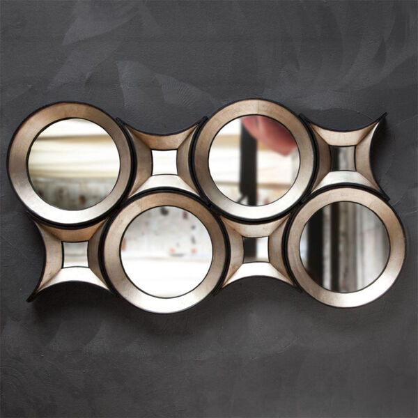 Ovallas Champagne Round Wood Frame Wall Mirror, image 4