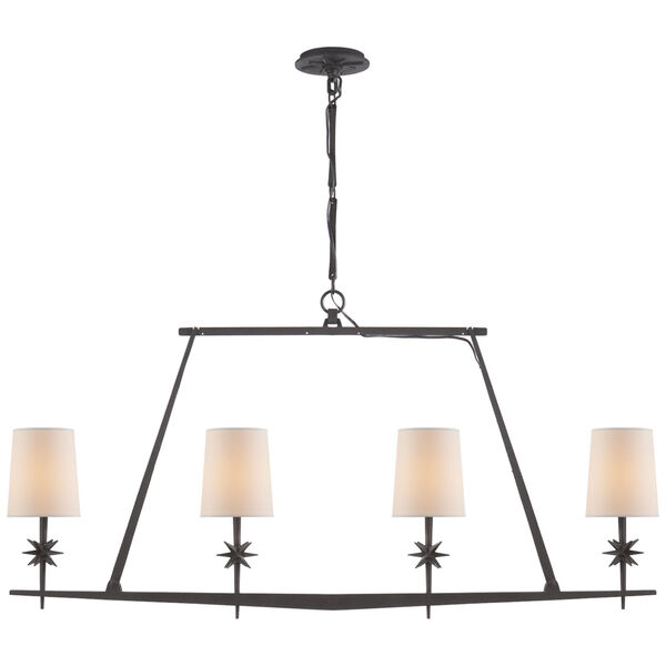 Etoile Linear Chandelier in Black Rust with Natural Paper Shades by Ian K. Fowler, image 1
