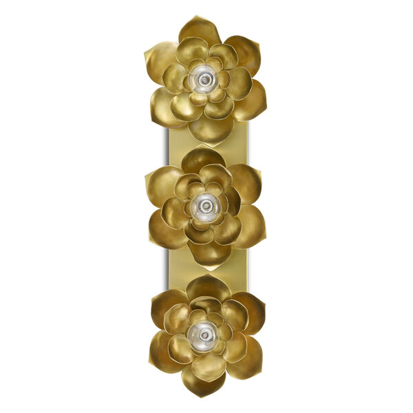 Blossom Satin Brass Three-Light Wall Sconce, image 2