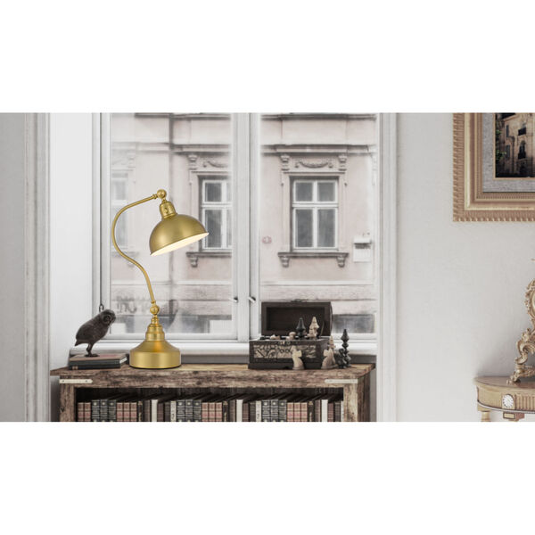 Industrial Antique Brass One-Light Adjustable Desk Lamp, image 3