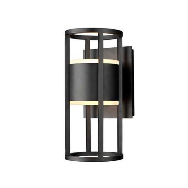 Luca Black Two-Light LED Outdoor Wall Sconce with Etched Glass Shade, image 1