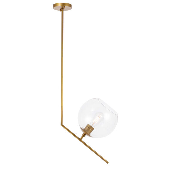 Ryland Brass One-Light Pendant with Clear Glass, image 1