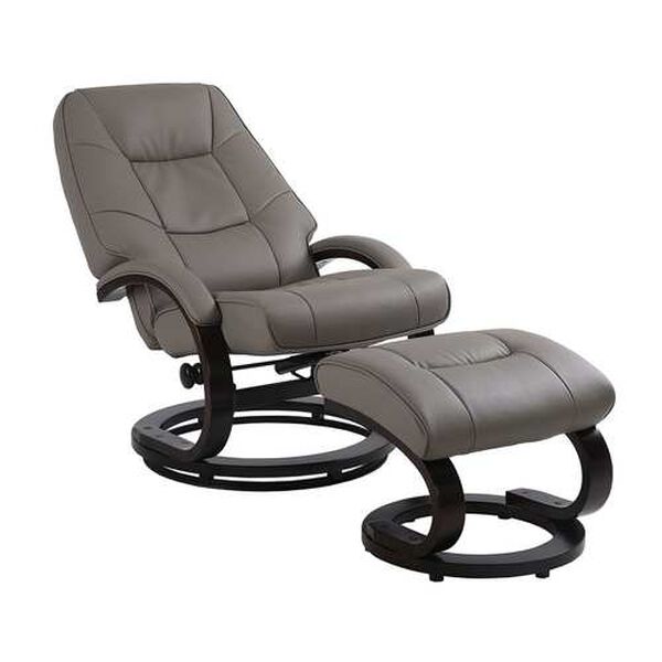 Sundsvall Putty and Chocolate Air Leather Recliner with Ottoman, Set of 2, image 2