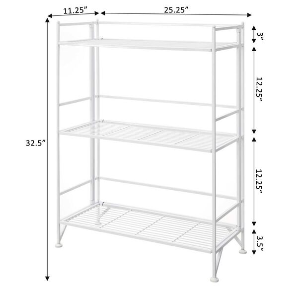 Xtra Storage White Three-Tier Wide Folding Metal Shelf, image 4