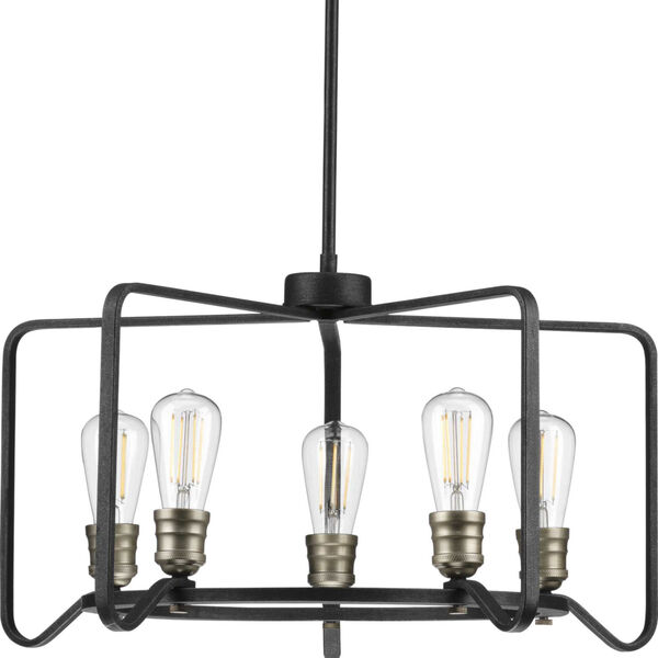 P400153-071 Foster Gilded Iron 25-Inch Five-Light Chandelier, image 3
