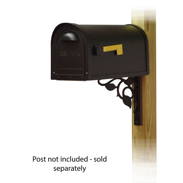 Curbside Black Classic Mailbox with Floral Front Single Mounting Bracket, image 1