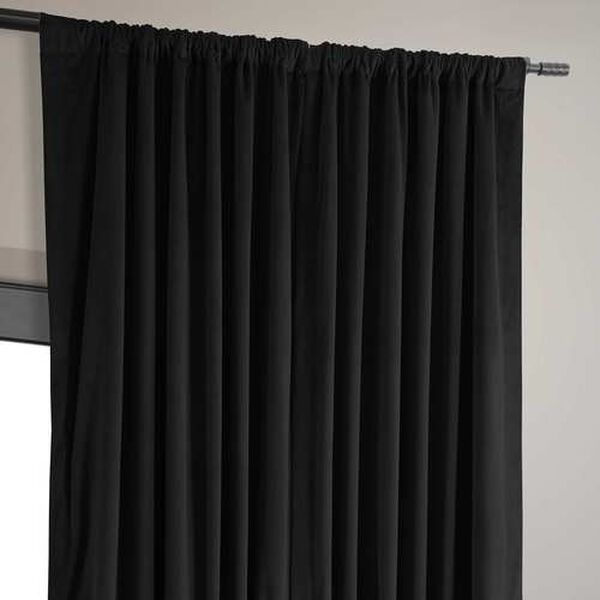 Signature Black Double Wide Velvet Blackout Pole Pocket Single Panel Curtain 100 x 96, image 4