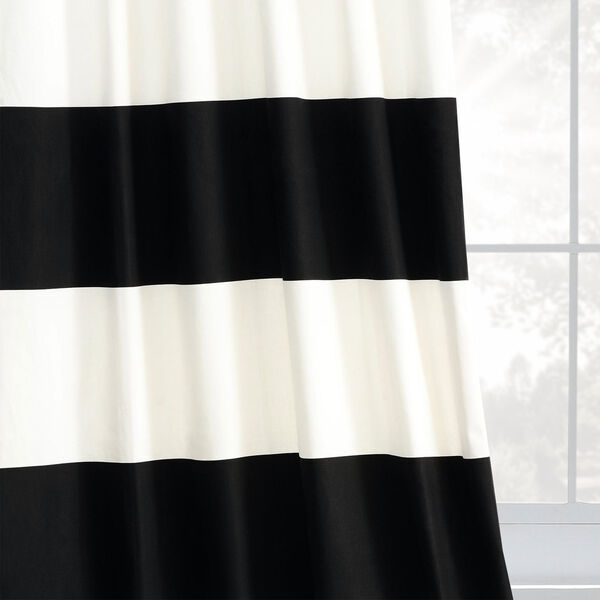 Black and Off White Horizontal Stripe Single Curtain Panel 50 x 108, image 8
