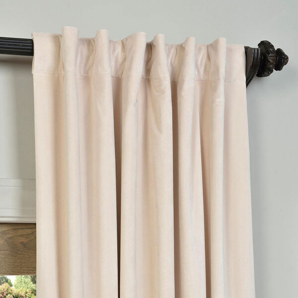 Alabaster Beige Blackout Velvet Pole Pocket Single Panel Curtain, 50 X 120, image 4