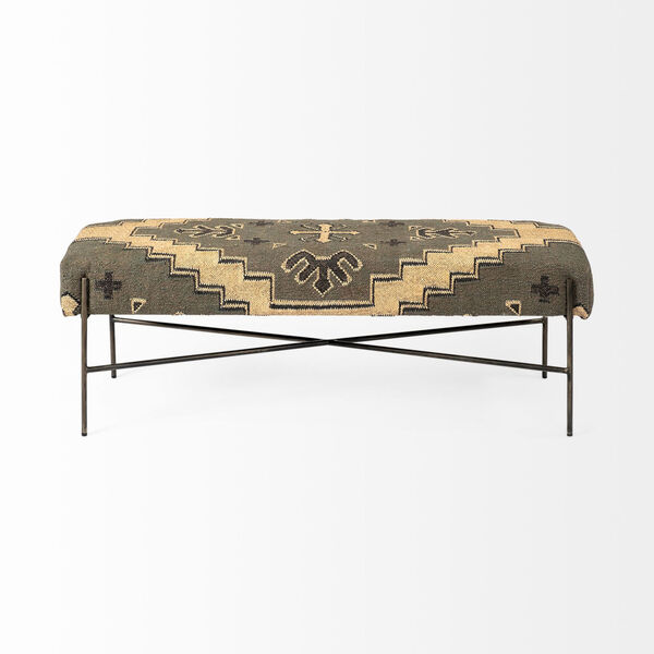 Avery I Tan Upholstered Patterned Seat Bench, image 2