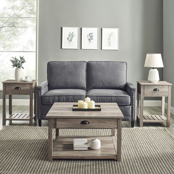 Grey Wash Coffee Table and Side Table Set, 3-Piece, image 4