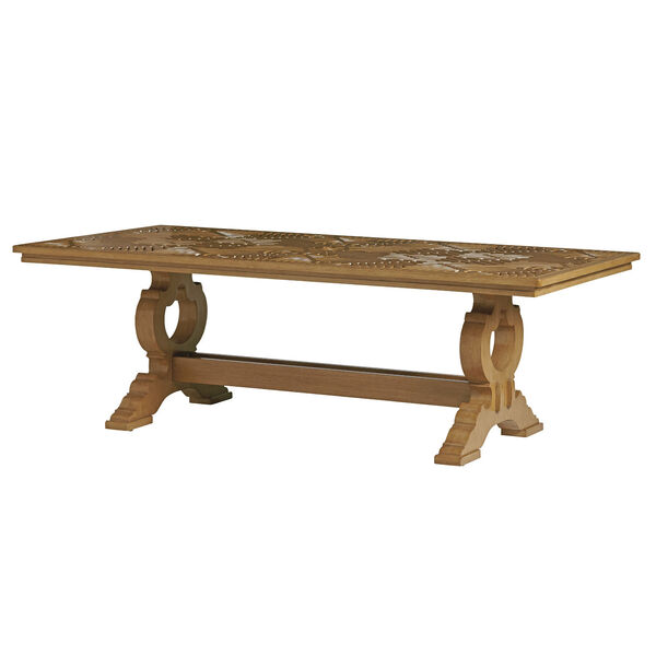 Los Altos Valley View Wood and Rich Aged Patina Rectangular Dining Table, image 1