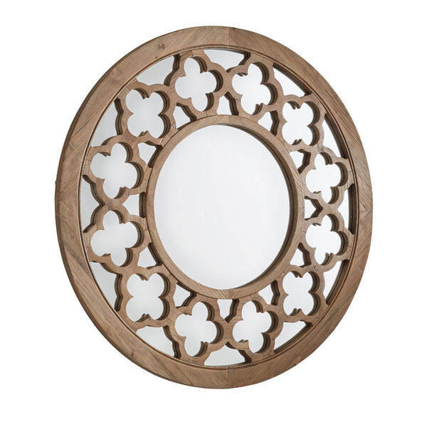 Wesley Wood Quatrefoil Cutout Round Wall Mirror, image 2