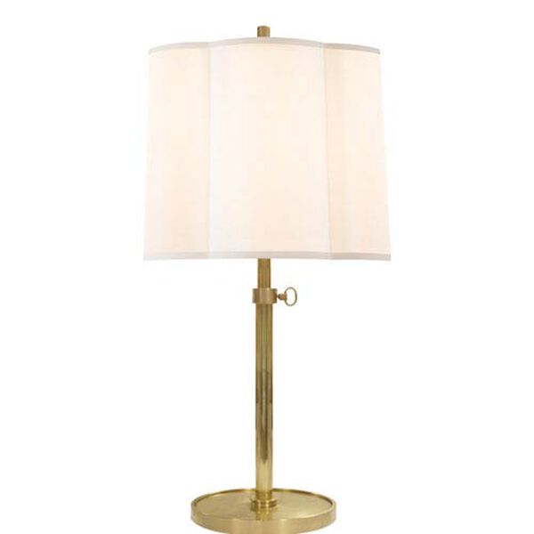 Simple Adjustable Scallop Table Lamp in Soft Brass with Silk Shade by Barbara Barry, image 1