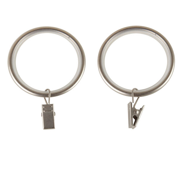 Satin Nickel Noise-Canceling Curtain Rings with Clip, Set of 10, image 2